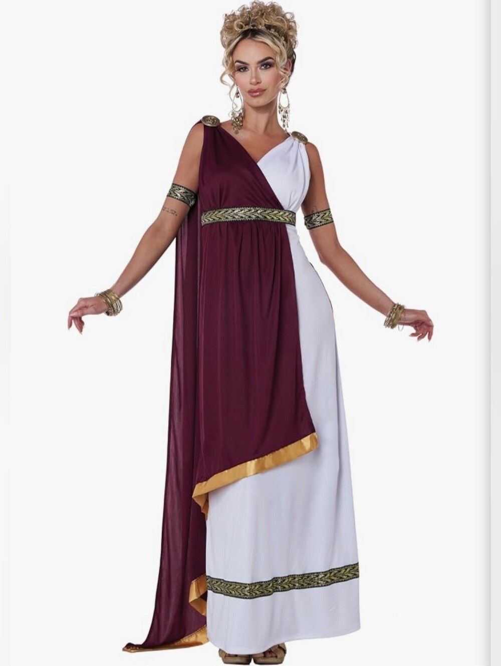 California Costumes Burgundy and White Roman Empress Costume Size Small